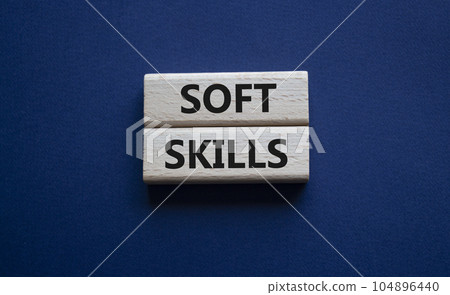 Soft skills symbol. Wooden blocks with words Soft skills. Beautiful deep blue background. Business and Soft skills concept. Copy space. Soft skills symbol. Wooden blocks with words Soft skills. Beautiful deep blue background. Business and Soft skills concept. Copy space. 104896440