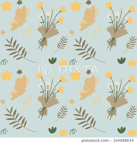 Flower pattern garden cute illustration minimal white background Flower pattern garden cute illustration minimal white background 104896654