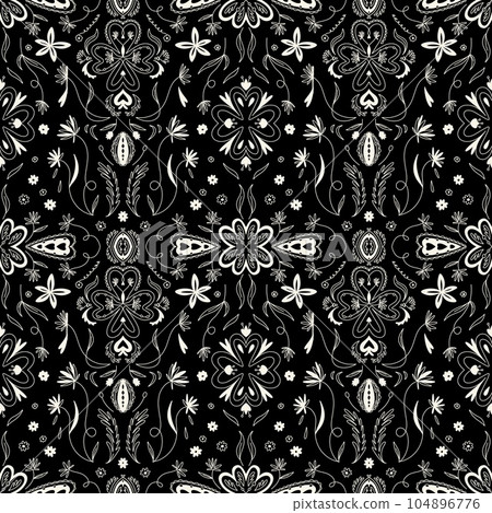 Two-color floral pattern. Design for...-插圖素材 [104896776] - PIXTA圖庫