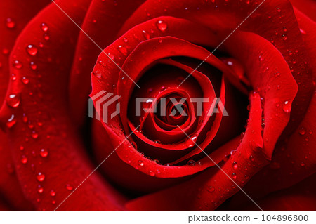 Close up of a full frame red rose with water droplets 104896800
