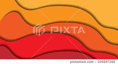 Paper cut 3D like wavy background. Colorful abstract wallpaper. 104897260