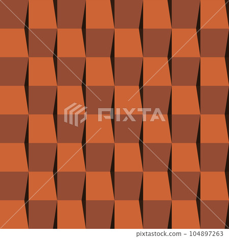Orange brick color roof tiles pattern. 3D like vector seamless pattern. Orange brick color roof tiles pattern. 3D like vector seamless pattern. 104897263