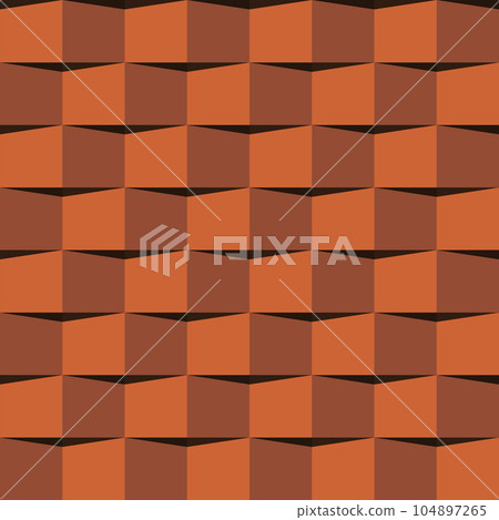 Orange brick color roof tiles pattern. 3D like vector seamless pattern. 104897265