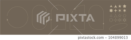 Arch frame aesthetic element, set simple frame and elements, simple aesthetic for you progect, template, poster. 104899013