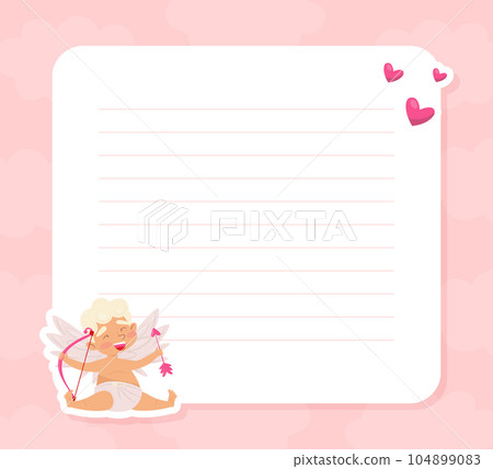 Cute Angel Cupid at Empty White Card Vector Template 104899083