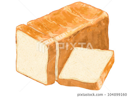 逼真的方形麵包切割橫截面和切片的鳥瞰圖 104899160
