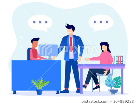 Illustration vector graphic cartoon character of business discussion Illustration vector graphic cartoon character of business discussion 104899258