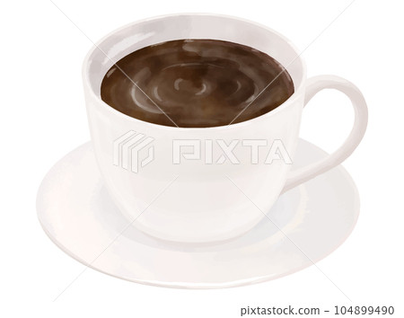 Bird's-eye view illustration of realistic hot coffee Bird's-eye view illustration of realistic hot coffee 104899490
