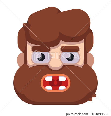 Shouting man face. flat style beard man face. vector illustration Shouting man face. flat style beard man face. vector illustration 104899665