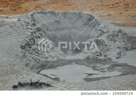 Beautiful view of the Hot springs in Hverir, Iceland Beautiful view of the Hot springs in Hverir, Iceland 104899724