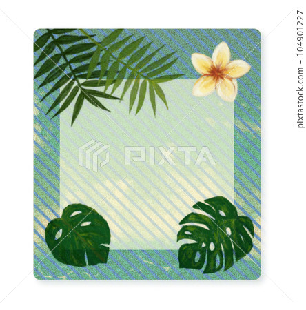 Frame material [plumeria, palm, monstera] sea message card 104901227