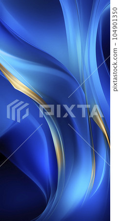 黑色背景上的平滑光跡圖形背景材料（生成 AI） 104901350