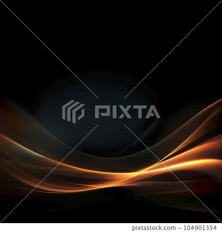 黑色背景上的平滑光跡圖形背景材料（生成 AI） 104901354