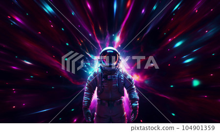 Astronaut on Abstract Bright Background 104901359
