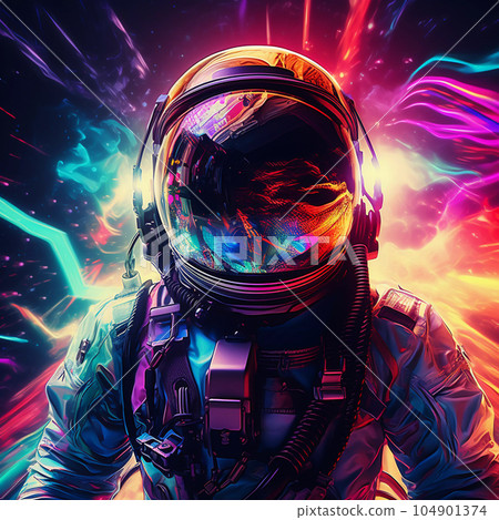 Astronaut on Abstract Bright Background 104901374