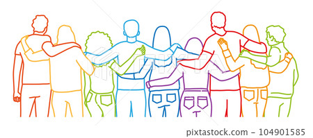 Group of happy friends hugging. Group of happy friends hugging. 104901585