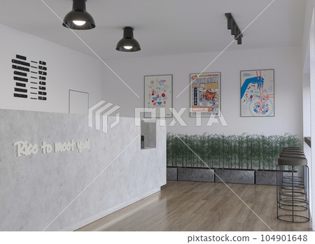 3d rendering of sushi bar cafe interior design 3d rendering of sushi bar cafe interior design 104901648
