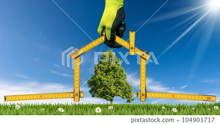 Design or Project Concept of an Ecological House - Folding Ruler 104901717