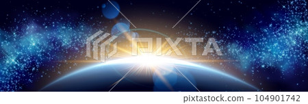 Earth planet eclipse horizon space background 104901742