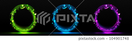 Circle bokeh light effect with sparkle glow frame 104901748