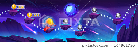 Galaxy space vector map level game ui background 104901750