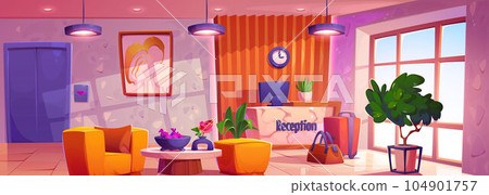 Cartoon hotel lobby interior design 104901757
