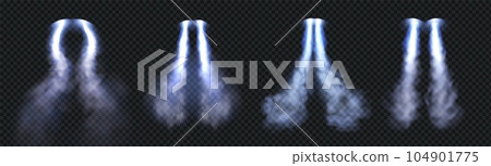 Jetpack smoke cloud trail with blue fire effect 104901775