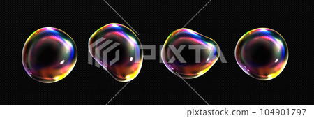 3d glass or soap transparent rainbow spheres 104901797