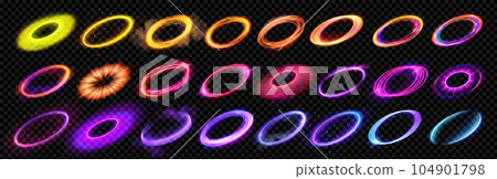 Realistic set of round light flares 104901798