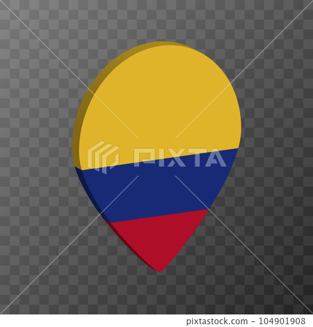 Map pointer with Colombia flag. Vector illustration. Map pointer with Colombia flag. Vector illustration. 104901908