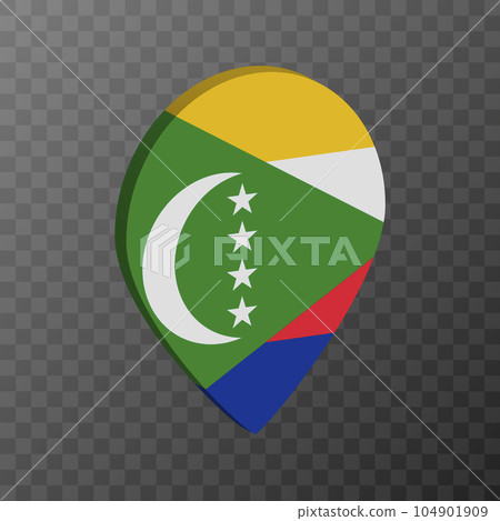 Map pointer with Comoros flag. Vector illustration. Map pointer with Comoros flag. Vector illustration. 104901909