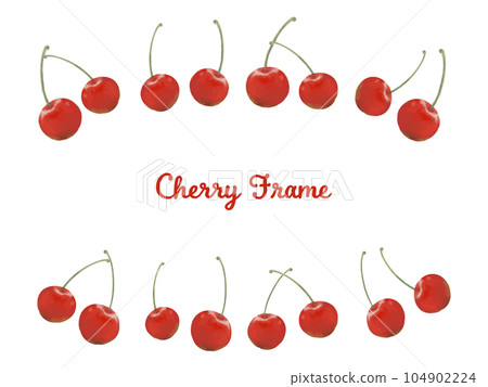 Cherry frame with watercolor touch 104902224