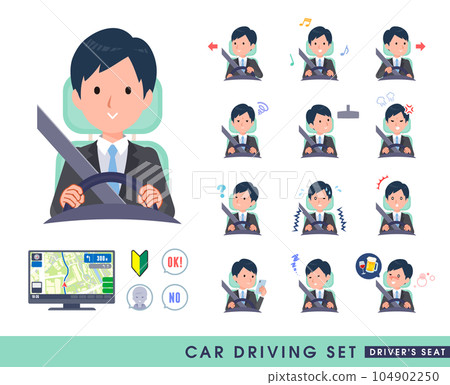 駕駛汽車的商務男士組 104902250