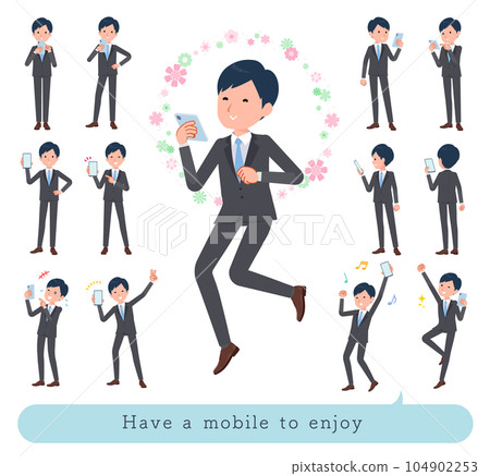A set of business men who enjoy using smartphones A set of business men who enjoy using smartphones 104902253