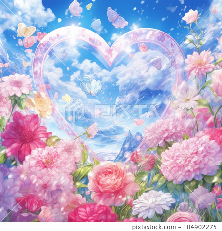 Glass heart and rose illustration AI image 104902275