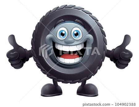 Tyre Cartoon Tire Car Mechanic Service Mascot 104902388
