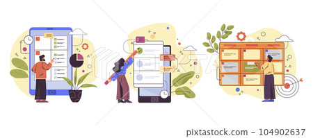 People planning targets or notes, vector set People planning targets or notes, vector set 104902637