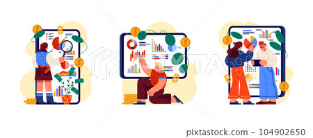 Set of flat isolated crypto currency. Vector banners. 104902650