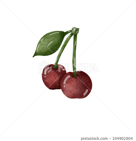 Group of cherry with one leaf.	 104902804
