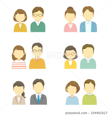 Icon material set: Young male and female couple... - Stock Illustration ...