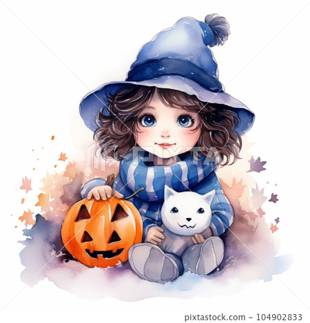 A girl who costumes Halloween 104902833