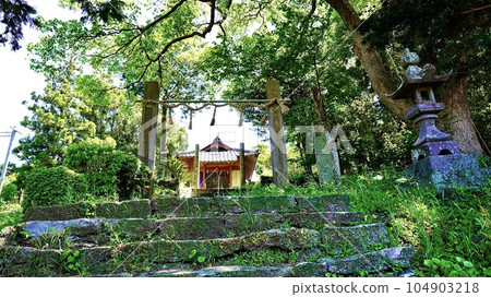 Main hall and stairs of Shinshiro Shrine (Hizume castle ruins) in Iki, Nagasaki prefecture 104903218