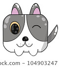 A pit bull is showing eye wink, cartoon PNG. 104903247