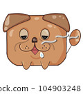 A hungry PUG is smelling some food, cartoon, PNG. 104903248