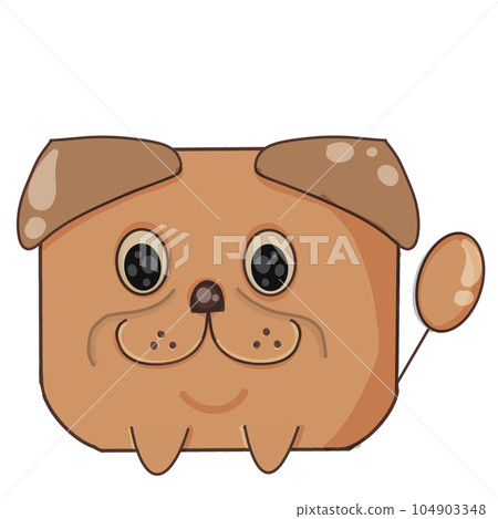 A smiley PUG, cartoon, PNG. A smiley PUG, cartoon, PNG. 104903348