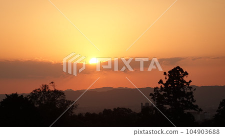 Sunset over the mountains of Nara Sunset over the mountains of Nara 104903688