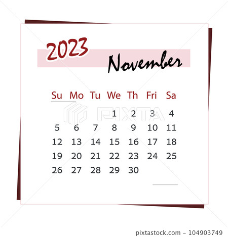 Calendar 2023. For month of November. Square calendar 104903749