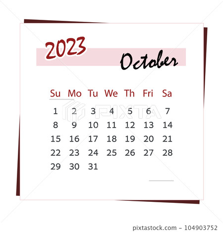 Calendar 2023. For month of october. Square calendar 104903752