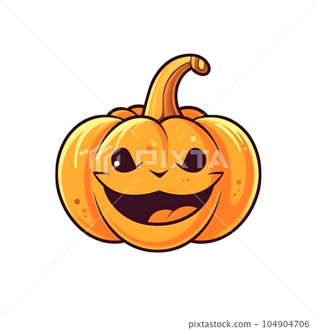 halloween cute cartoon pumpkin character smile isolated on white background generative AI. 104904706