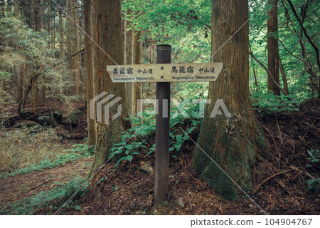 Signpost of Magome Pass [Samurai Road] 104904767